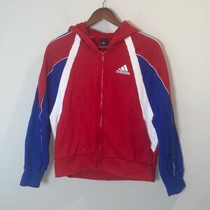 Adidas brightly colored hooded zippered sweatshirt women size medium
